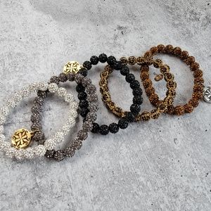 Neutral Super Sparkly Beaded Bracelet Lot